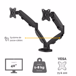 Fellowes Eppa Bras porte-écrans double - Noir - Vue supplémentaire 5