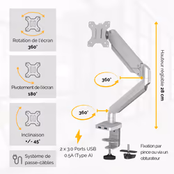 Fellowes Platinum Series Bras porte-écran simple - Argent