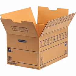 Fellowes Caisse de déménagement SmoothMove™ C-Flute Standard 39L, Boîte de rangement, Naturel, Rectangulaire, Carton, Motif,  ...
