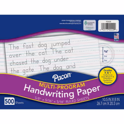 Pacon P2420, Rectangle, Blanc, Papier pointillé/ligné, 266,7 mm, 203,2 mm, 500 feuilles