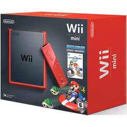 Nintendo Wii Mini + Mario Kart Wii, Wii, Noir, Rouge, Mario Kart, AV