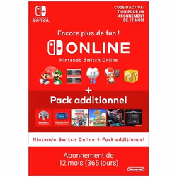 Abonnement Individuel de 12 mois au service Nintendo Switch Online + Pack Additionnel • Code dactivation pour Nintendo Switch
