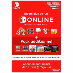 Abonnement Familial de 12 mois au service Nintendo Switch Online + Pack Additionnel • Code dactivation pour Nintendo Switch