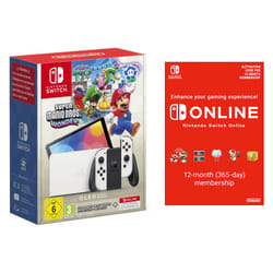 Nintendo Switch OLED (White) + Super Mario Bros. Wonder + Online Individual 12-Month console de jeux portables 17,8 cm (7") 64Go Écran tactile Wifi Blanc