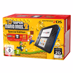 Nintendo 2DS + New Super Mario Bros 2 Special Edition, Nintendo 2DS, Noir, Bleu, Analogique/Numérique, Croix directionnelle,  ...
