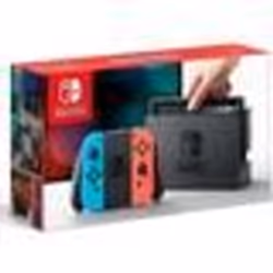 Nintendo Switch (import) avec un Joy-Con droit rouge néon et un Joy-Con gauche bleu néon