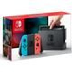 Nintendo Switch (import) avec un Joy-Con droit rouge néon et un Joy-Con gauche bleu néon