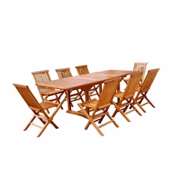 Salon de jardin Teck huilé 8 personnes - Table rectangle + 8 chaises LUBOK, Concept Usine