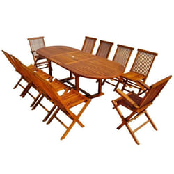 Table de jardin ovale 8 chaises et 2 fauteuils en teck huilé LUBOK, Concept Usine