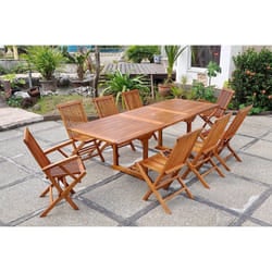 Table rectangulaire 6 chaises et 2 fauteuils en teck huilé LUBOK, Concept Usine