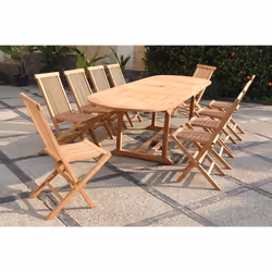 Salon de jardin Teck massif 10-12 personnes - Table ovale + 10 chaises KAJANG, Concept Usine