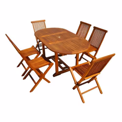 Table de jardin rectangulaire et 6 chaises en teck huilé LUBOK, Concept Usine