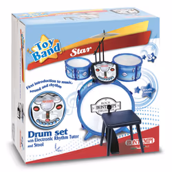 Bontempi Drum Set with Electronic Rhythm Tutor and stool, Instrument de musique jouet, Ensemble de batterie, 3 an(s), AA, 1,7 ...