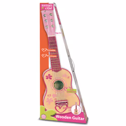 Bontempi Wooden Guitar with 6 strings, Instrument de musique jouet, Guitare, 3 an(s), Rose, Bois