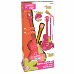 Bontempi Rock Guitar with stand microphone, Instrument de musique jouet, Guitare, 3 an(s), AA, Vert, Orange, Rose