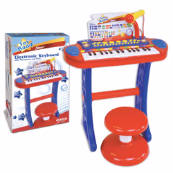 Bontempi Electronic Keyboard, Instrument de musique jouet, Clavier MIDI, 3 an(s), AA, 1,58 kg, Bleu, Rouge