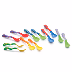 Nuby Couverts d'apprentissage érgonomiques, Multicolore, 12 mois, 50 x 140 x 25 mm, 24 g