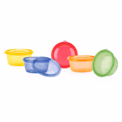 Nuby 6 Bols+couv Picnic, Rond, Plastique, Multicolore, 0,3 L, 130 mm, 187 mm