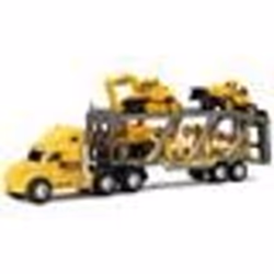 Camion de chantier roues libres MEGA CONSTRUCTION avec 3 engins de chantier et accessoires - NEW BRIGHT