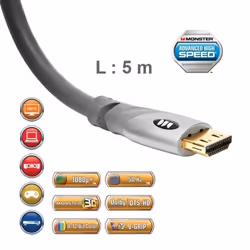 Câble HDMI MONSTERCABLE 2.0/18Gbps 5M Noir