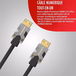 Câble HDMI MONSTERCABLE M1000 UHD 4K HDR 22.5GBPS 3M