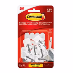 Command 70006958246, Intérieure, Crochet universel, Acier inoxydable, Blanc, Métal, Plastique, Bande adhésive, 0,227 kg
