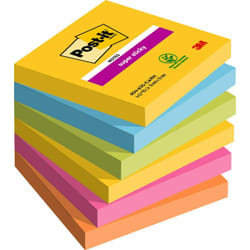 Post-It 7100265522 Carré Bleu, Vert, Orange, Rose, Jaune 90 feuilles Auto-adhésif