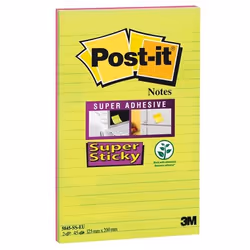 Post-It Super Sticky, Rectangle, Multicolore, Papier, 124 mm, 200 mm, 45 feuilles