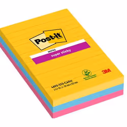 Post-It 7100234250, Carré, Bleu, Rose, Jaune, Papier, 101 mm, 152 mm, 90 feuilles