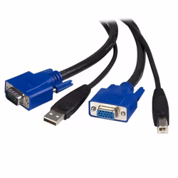 StarTech.com Câble pour Switch KVM VGA avec USB 2 en 1 - 1.80m, 1,8 m, VGA, Noir, USB, USB A + VGA, USB B + VGA