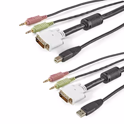 StarTech.com Câble KVM de 1.80m USB DVI 4 en 1 avec Prises Audio et Micro, 1,8 m, DVI-I, Noir, USB, DVI-I + USB A + 2 x 3.5mm ...