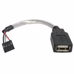 StarTech.com Câble USB 2.0 de 15 cm - USB A femelle vers adaptateur USB carte mère 4 broches F/F, 0,152 m, Gris