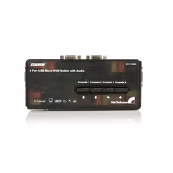 StarTech.com Kit commutateur noir KVM USB 4 ports avec audio et câbles, 2048 x 1536 pixels, 2K Ultra HD, Noir