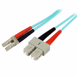 StarTech.com Câble Fibre Optique Multimode de 2m LC/UPC à SC/UPC OM3, Fibre Zipcord Full Duplex 50/125µm, Réseaux 100G, LOMMF ...