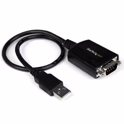StarTech.com Câble Adaptateur de 30 cm USB vers Série DB9 RS232 - Mémorisation de Port COM, DB-9, USB 2.0 A, 0,42 m, Noir