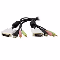 StarTech.com Câble de commutateur KVM DVI-D Dual Link USB 4 en 1 de 4,6 m avec audio et microphone, 4,57 m, Noir, 1x 25 pin D ...