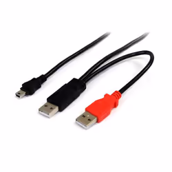 StarTech.com Câble USB 2.0 en Y de 1,8 m pour disque dur externe - 2x USB A (M) vers 1x USB Mini B (M), 1,8 m, Mini-USB B, 2 ...