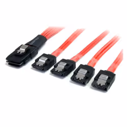 StarTech.com Câble Mini SAS SFF-8087 vers 4 SATA avec verrouillage - 50 cm, 0,05 m, SFF-8087, SATA, Mâle/Mâle, Noir, Rouge, 6 ...