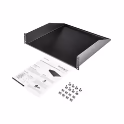 StarTech.com Étagère de racks de serveur 2U : étagère en porte-à-faux universelle montée en rack pour rack et armoire d'équipement réseau de 19". Acier robuste : supporte un poids de 56 kg. Tiroir profond de 18", noir - Vue supplémentaire 4