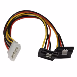 StarTech.com Câble répartiteur d'alimentation en Y LP4 vers 2 SATA à angle droit et verrouillage 30 cm - LP4 4 broches vers deux SATA