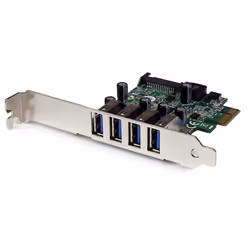 StarTech.com Carte contrôleur PCI Express à 4 ports USB 3.0 SuperSpeed - Adaptateur PCIe avec UASP et alimentation SATA, PCIe ...