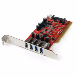 StarTech.com Carte contrôleur PCI à 4 ports USB 3.0 (5Gbps) SuperSpeed - Adaptateur PCI avec alimentation SATA / SP4, PCI, US ...