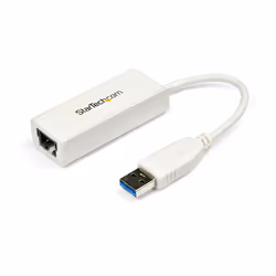 StarTech.com Adaptateur réseau USB 3.0 vers Gigabit Ethernet NIC - 10/100/1000 Mb/s - M/F - Blanc, Avec fil, USB, Ethernet, 5 ...