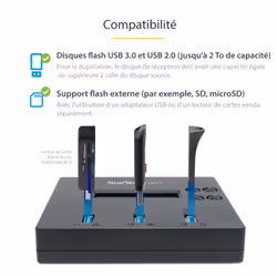 StarTech.com Duplicateur et Effaceur Autonome de 1 à 2 clés USB, Copieur de Plusieurs Clés USB, Copie Système et Fichier et Secteur par Secteur, 1,5 Go/min, Effacement en 3 Passes, Affichage LCD - Vue supplémentaire 10