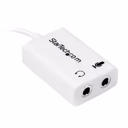 StarTech.com Adaptateur pour casque avec prises pour écouteur et microphone séparées - Mini-Jack 3,5mm 1x (M) 2x (F) - Blanc, ...