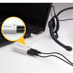 StarTech.com Adaptateur pour casque avec prises pour écouteur et microphone séparées - Mini-Jack 3,5mm 1x (M) 2x (F) - Blanc - Vue supplémentaire 4