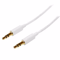 StarTech.com Câble Audio Stéréo Mini-Jack 3.5mm Slim de 1 m - Mâle/Mâle - Blanc, 3,5mm, Mâle, 3,5mm, Mâle, 1 m, Blanc