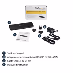 StarTech.com Station d'Accueil pour Ordinateur Portable USB 3.0 à Double Écran avec HDMI/DVI/VGA, Hub USB-A 3x, GbE, Audio, Docking Station Universelle Type-A pour Windows/macOS/ChromeOS - Conforme TAA - Vue supplémentaire 11