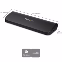 StarTech.com Station d'Accueil pour Ordinateur Portable USB 3.0 à Double Écran avec HDMI/DVI/VGA, Hub USB-A 3x, GbE, Audio, Docking Station Universelle Type-A pour Windows/macOS/ChromeOS - Conforme TAA