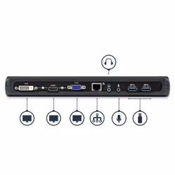StarTech.com Station d'Accueil pour Ordinateur Portable USB 3.0 à Double Écran avec HDMI/DVI/VGA, Hub USB-A 3x, GbE, Audio, Docking Station Universelle Type-A pour Windows/macOS/ChromeOS - Conforme TAA - Vue supplémentaire 4